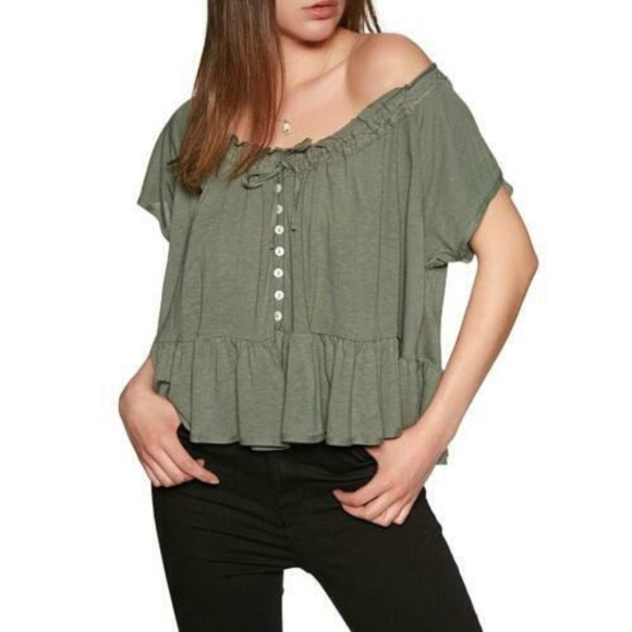 Free People Tops - Free People Charlie Olive Green Tee
